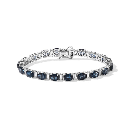 D'Joy London Blau Topas, Weißer Topas Armband ca. 18 cm 925 Silber Rhodiniert ca. 20,93 ct.