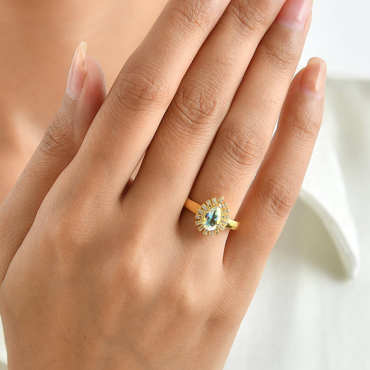 EVER TRUE Merkur mystischer Topas, Weißer Zirkon Ring Reine Bronze (Größe 19.00) ca. 1,16 ct