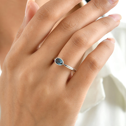 EVER TRUE London Blau Topas Ring Reine Bronze (Größe 18.00) ca. 0,89 ct