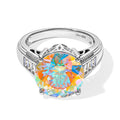 DAS GRÖßTE - Merkur mystischer Topas, Weißer Zirkon Ring 925 Silber Rhodiniert (Größe 17.00) ca. 7.98 ct