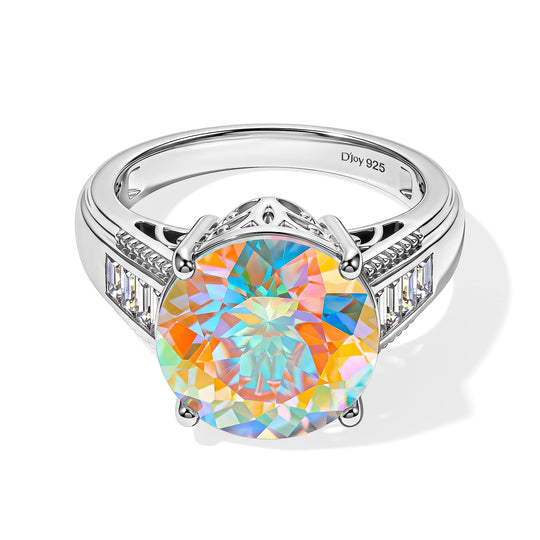 DAS GRÖßTE - Merkur mystischer Topas, Weißer Zirkon Ring 925 Silber Rhodiniert (Größe 19.00) ca. 7.98 ct