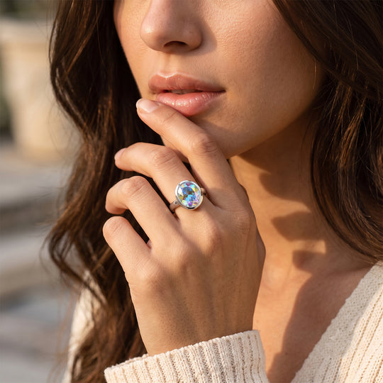 D'Joy Merkur mystischer Topas Ring 925 Silber Rhodiniert (Größe 21.00) ca. 4,11 ct