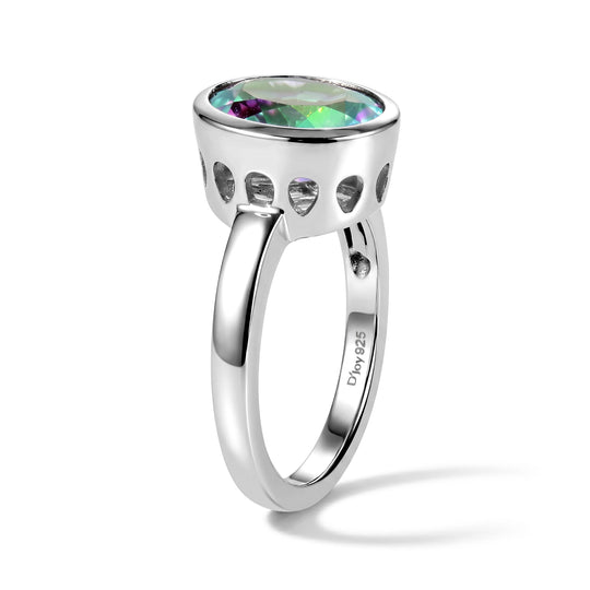 D'Joy Merkur mystischer Topas Ring 925 Silber Rhodiniert (Größe 21.00) ca. 4,11 ct