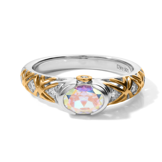 D'Joy Merkur mystischer Topas, Weißer Zirkon Ring 925 Silber Platiniert und vergoldet (Größe 20.00) ca. 1,42 ct