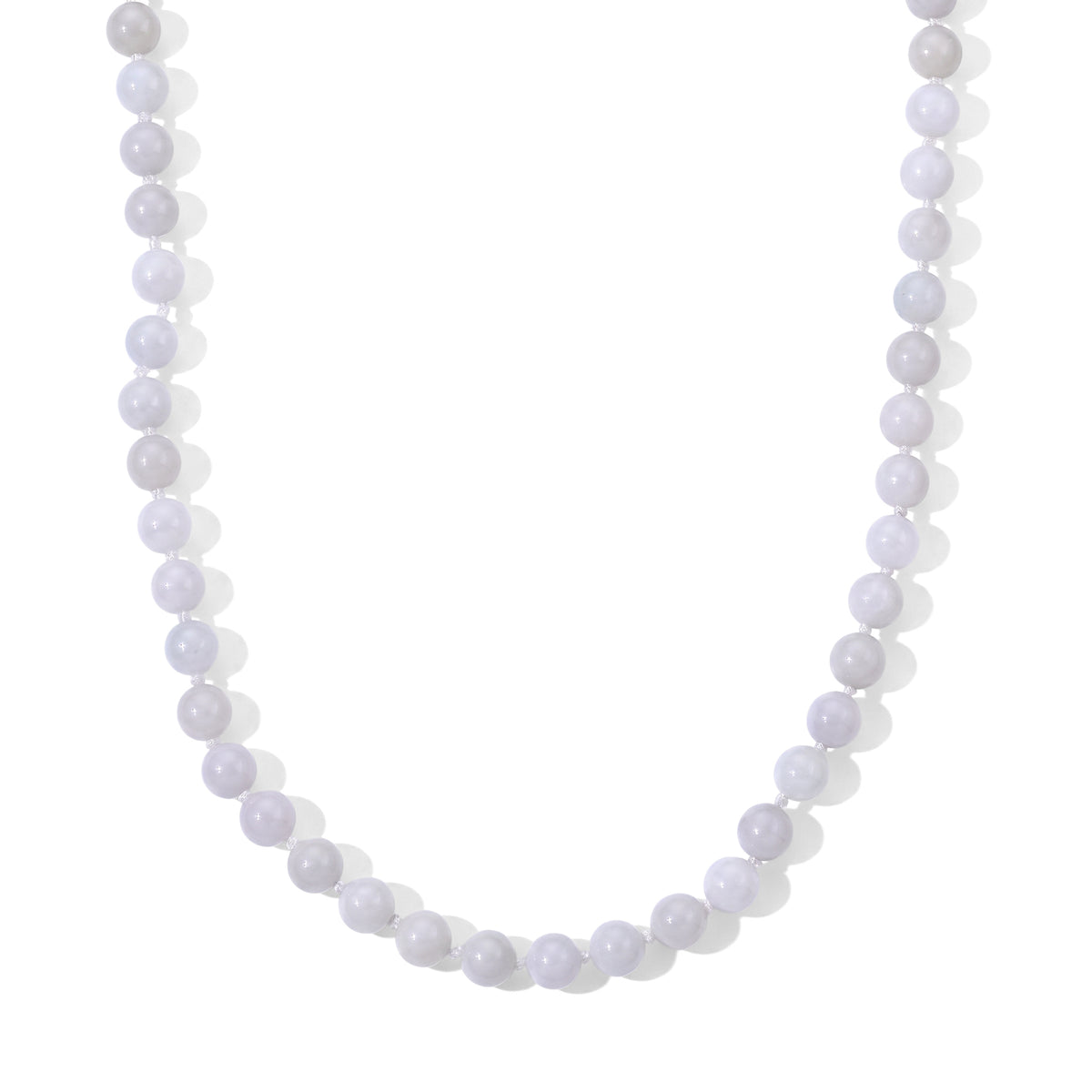 D'Joy 382,50 ct. natürliche weiße Jade 50+5cm Halskette, 925 Silber rhodiniert