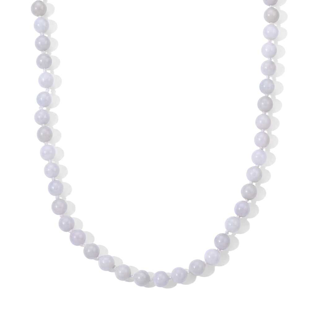D'Joy 382,50 ct. natürliche weiße Jade 50+5cm Halskette, 925 Silber rhodiniert