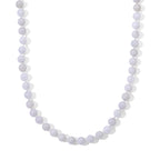 D'Joy 382,50 ct. natürliche weiße Jade 50+5cm Halskette, 925 Silber rhodiniert