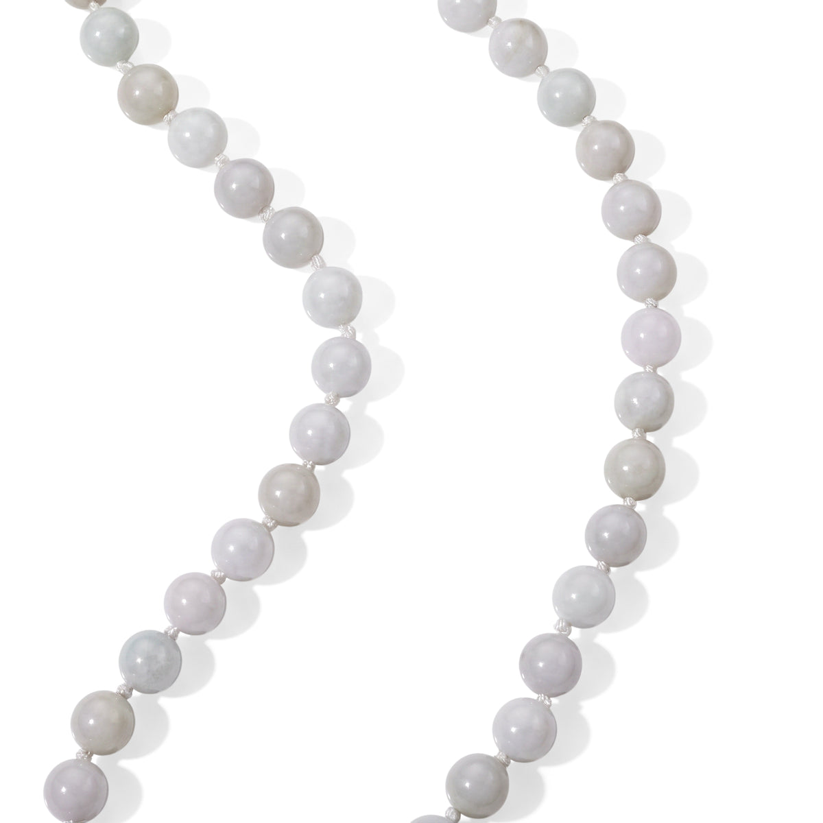 D'Joy 382,50 ct. natürliche weiße Jade 50+5cm Halskette, 925 Silber rhodiniert