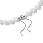 D'Joy 382,50 ct. natürliche weiße Jade 50+5cm Halskette, 925 Silber rhodiniert