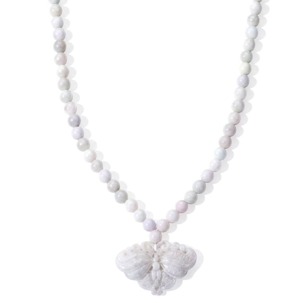 D'Joy  EXTREM SELTEN Natürliche Weiße Jade Halskette ca. 45 cm 925 Silber Rhodiniert ca. 330.00 ct