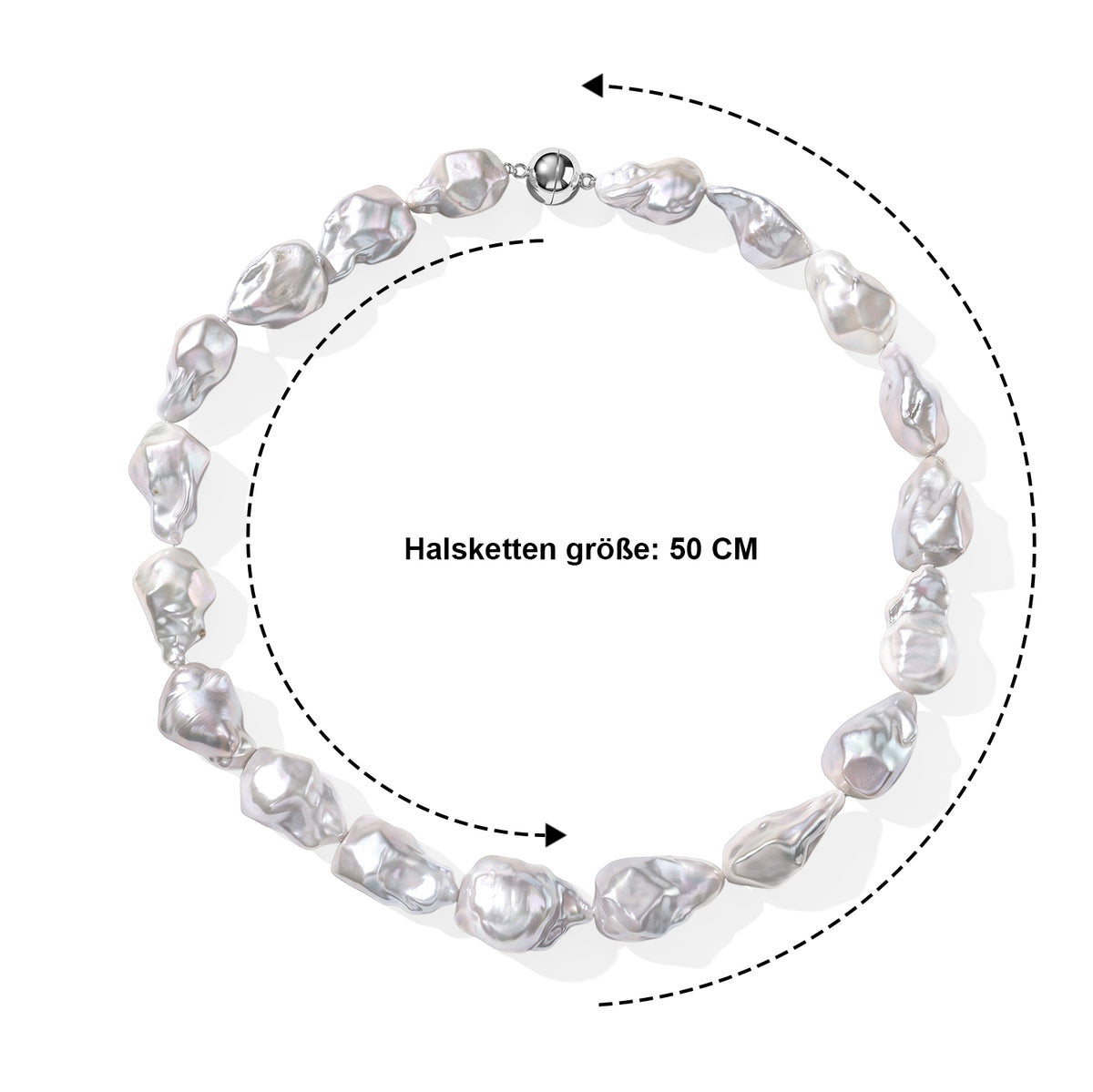 LIMITIERTE AUFLAGE Weiße Barockperle Halskette ca. 50 cm 925 Silber Rhodiniert