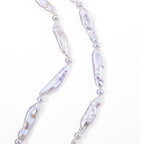 AAA Weiße Keshi Perle, Zhuji Akoya-Perle (4-6mm) Halskette ca. 45 cm 925 Silber Vergoldet