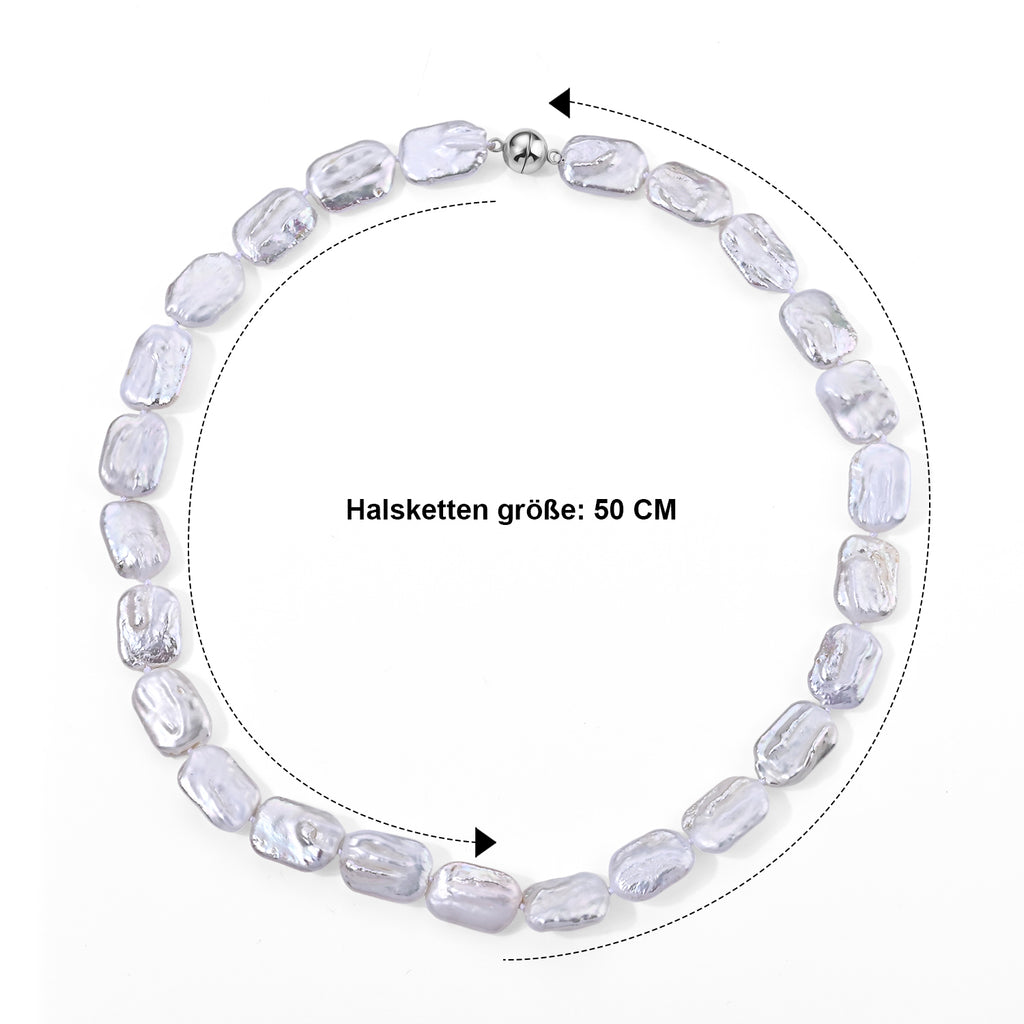 Weiße Keshi Perle Halskette ca. 50 cm 316L Edelstahl