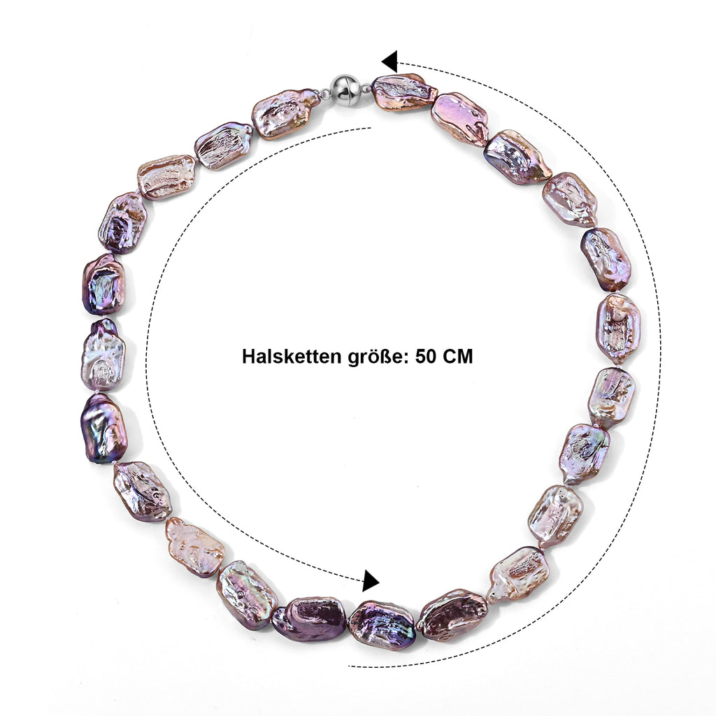 Mehrfarbige Keshi-Still-Perle Halskette ca. 50 cm 316L Edelstahl