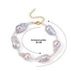 D'Joy Weiße Barockperle, Zhuji Akoya-Perle (4-5mm) Armband ca. 20 cm 925 Silber Vergoldet