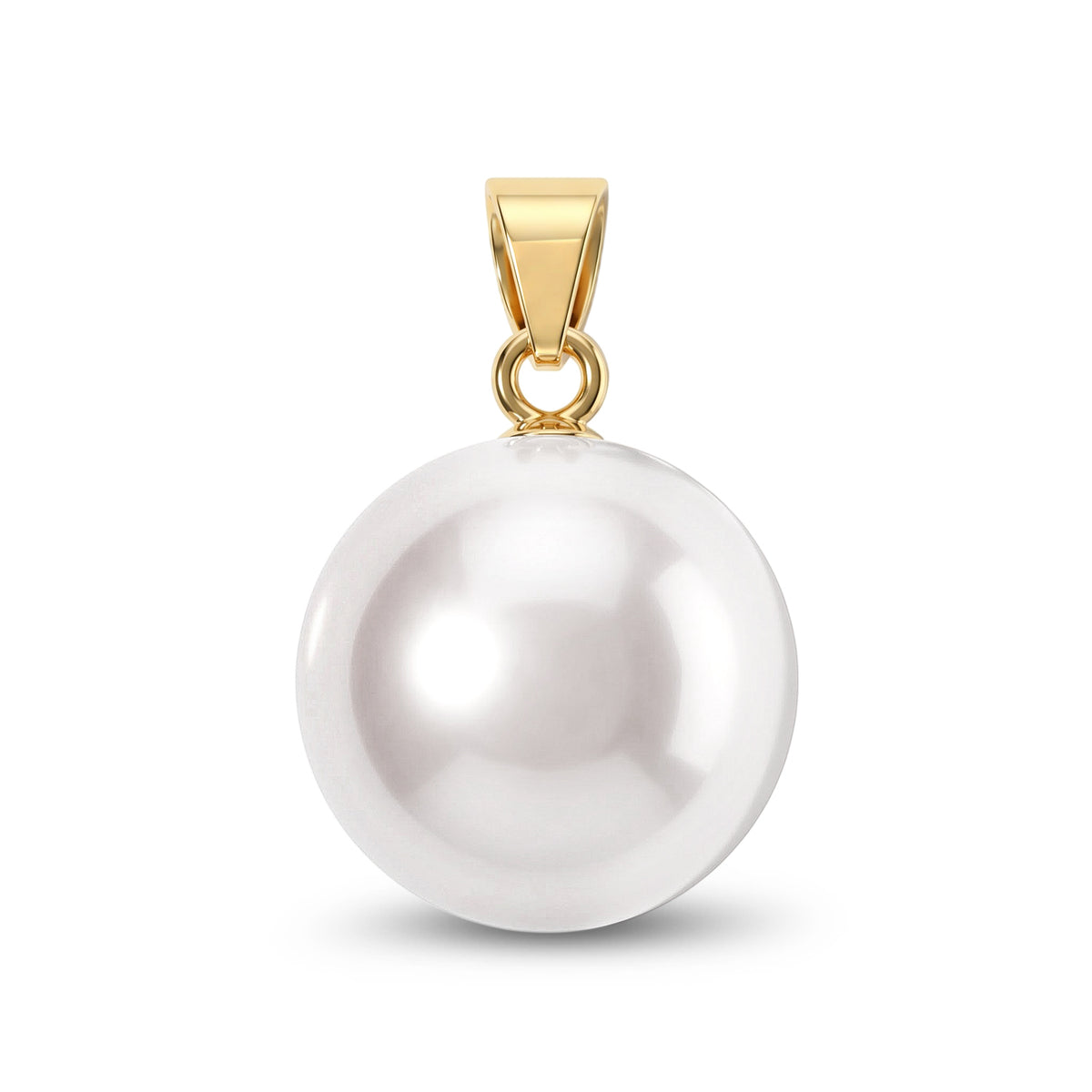 D'Joy Weiße Edison Perle (12-13 mm) Anhänger 925 Silber Vergoldet