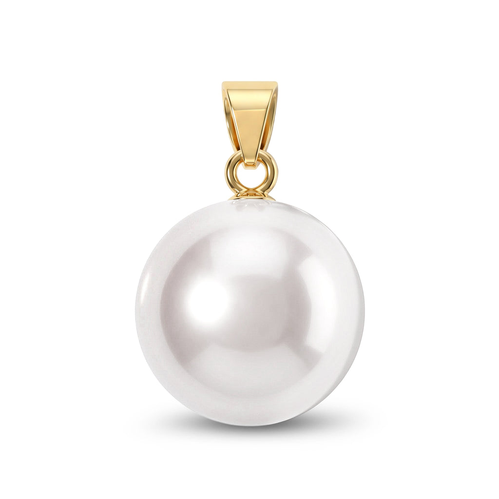 D'Joy Weiße Edison Perle (12-13 mm) Anhänger 925 Silber Vergoldet