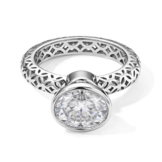D'Joy Moissanit Ring 925 Silber Rhodiniert (Größe 16.00) ca. 2,62 ct
