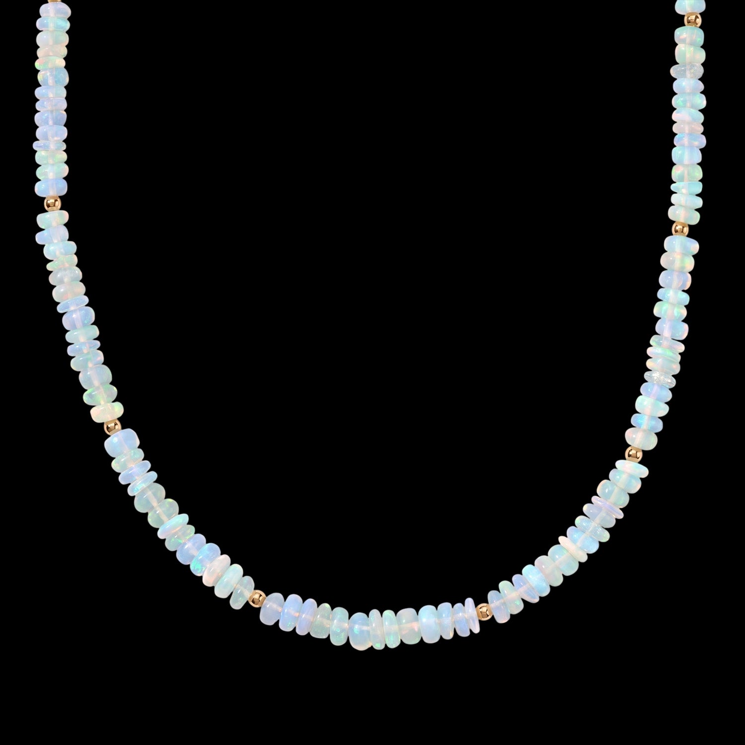 D'Joy Natürlicher, äthiopischer Welo Opal Halskette ca. 45 cm 925 Silber 750 Gelbgold vermeil (08-10 Werktage Lieferzeit) ca. 30,00 ct.