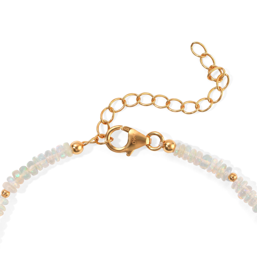 D'Joy Natürlicher, äthiopischer Welo Opal Armband ca. 19 cm 925 Silber 750 Gelbgold vermeil (08-10 Werktage Lieferzeit) ca. 12,00 ct.