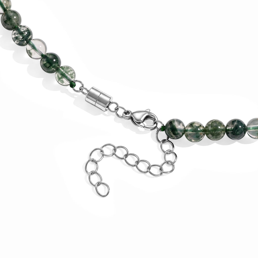 Moosachat Halskette ca. 45 cm 316L Edelstahl ca. 90,00 ct.