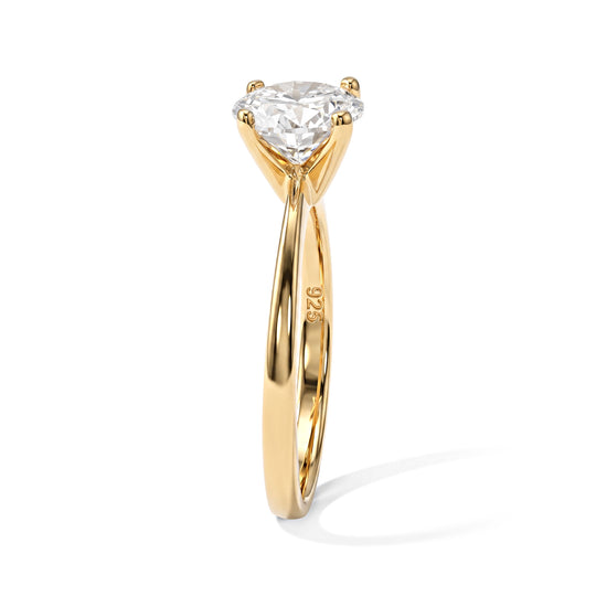 D'Joy GRA Zertifiziert Moissanit Ring 925 Silber 750 Gelbgold vermeil (Größe 18.00) ca. 2.00 ct