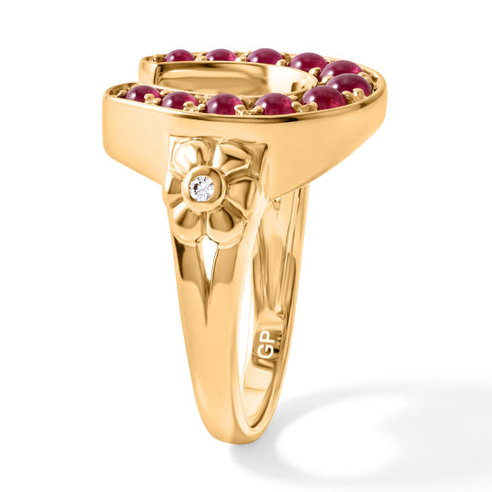 GP Trionfo Glücksbringer Kollektion D'Joy AA Niassa Rubin Ring 925 Silber 750 Vergoldet (Größe 20.00) ca. 1.09 ct