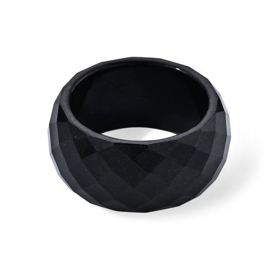 Schwarzer Jadeit Ring (Größe 23.00)  ca. 30.00 ct