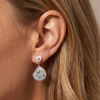 EXTREM SELTEN Natürliche Weiße Jadeit Jade, Weißer Zirkonia Ohrringe 925 Silber Vergoldet 50.01 ct