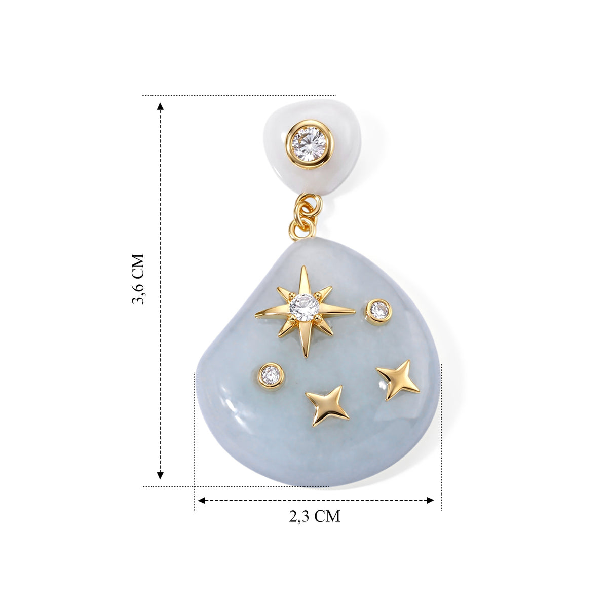 EXTREM SELTEN Natürliche Weiße Jadeit Jade, Weißer Zirkonia Ohrringe 925 Silber Vergoldet 50.01 ct
