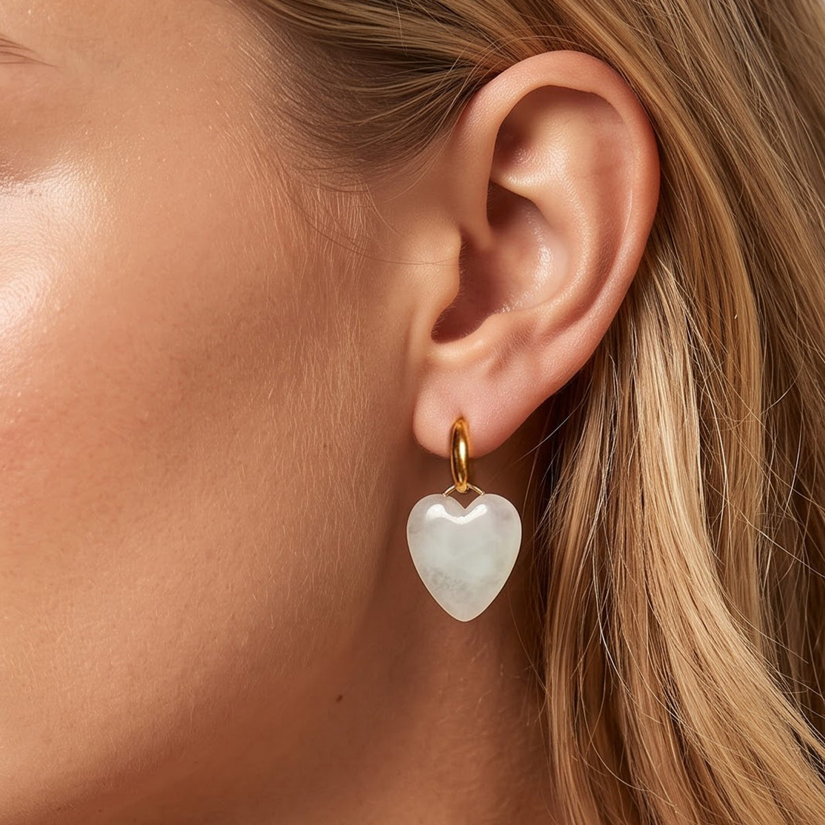 EXTREM SELTEN Natürliche Weiße Jadeit Jade Ohrringe 925 Silber Vergoldet ca. 45.00 ct