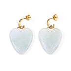 EXTREM SELTEN Natürliche Weiße Jadeit Jade Ohrringe 925 Silber Vergoldet ca. 45.00 ct