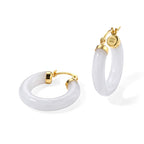 EXTREM SELTEN Natürliche Weiße Jadeit Jade Ohrringe 925 Silber Vergoldet ca. 28.00 ct
