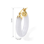 EXTREM SELTEN Natürliche Weiße Jadeit Jade Ohrringe 925 Silber Vergoldet ca. 28.00 ct