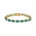 D'Joy Smaragd-Quarz Triplette, Moissanit Armband ca. 19 cm 925 Silber 750 Gelbgold vermeil ca. 34,67 ct.
