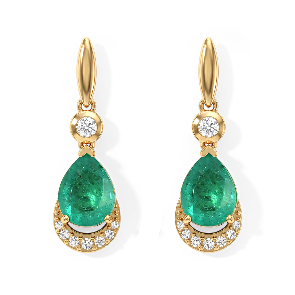 EVER TRUE Smaragd-Quarz Triplette, Weißer Zirkon Ohrringe Reine Bronze ca. 4.37 ct