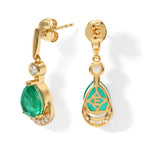 EVER TRUE Smaragd-Quarz Triplette, Weißer Zirkon Ohrringe Reine Bronze ca. 4.37 ct