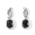 D'Joy Schwarzer Moissanit, Weißer Zirkon Ohrringe 925 Silber Rhodiniert ca. 1,65 ct.