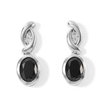 D'Joy Schwarzer Moissanit, Weißer Zirkon Ohrringe 925 Silber Rhodiniert ca. 1,65 ct.