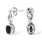 D'Joy Schwarzer Moissanit, Weißer Zirkon Ohrringe 925 Silber Rhodiniert ca. 1,65 ct.