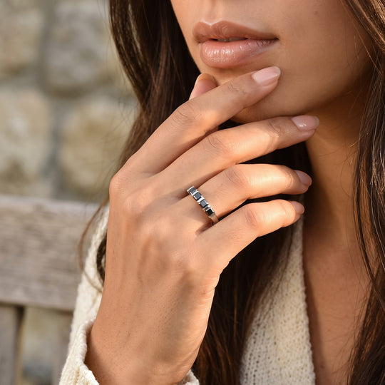 D'Joy Schwarzer Moissanit Ring 925 Silber Platiniert (Größe 21.00) ca. 1,82 ct