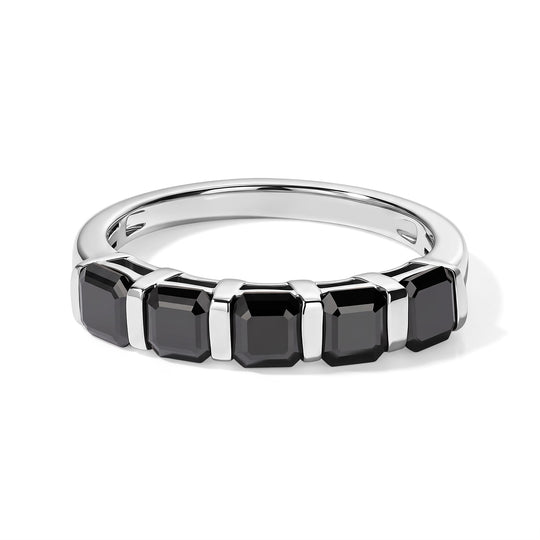 D'Joy Schwarzer Moissanit Ring 925 Silber Platiniert (Größe 21.00) ca. 1,82 ct