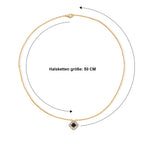 D'Joy Schwarzer Moissanit, Weißer Zirkon Halskette ca. 50 cm 316L Edelstahl 750 Vergoldet ca. 1,02 ct.