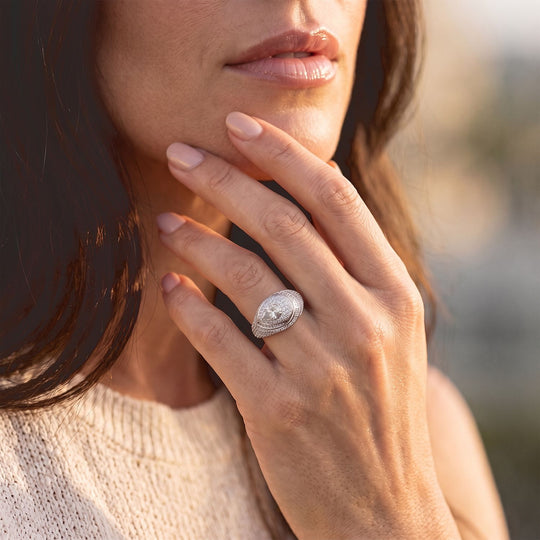 LUXURIANT 2,50 ct. SGL zertifizierter SI-GH Labor Diamant Ring, 925 Silber 750 Gelbgold Vermeil