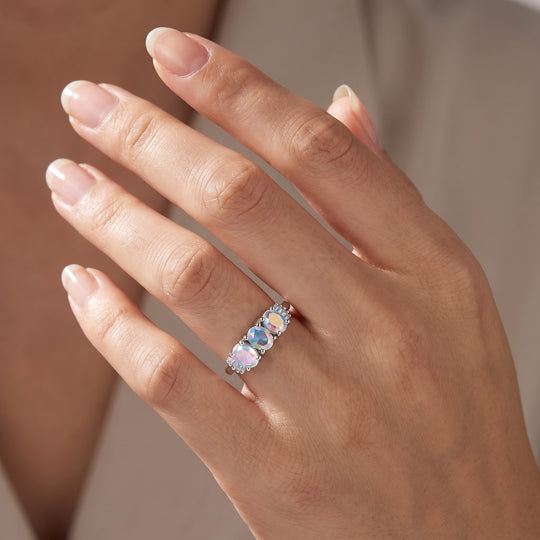 D'Joy Merkur mystischer Topas, Weißer Diamant Ring 925 Silber Platiniert (Größe 21.00) ca. 1,34 ct