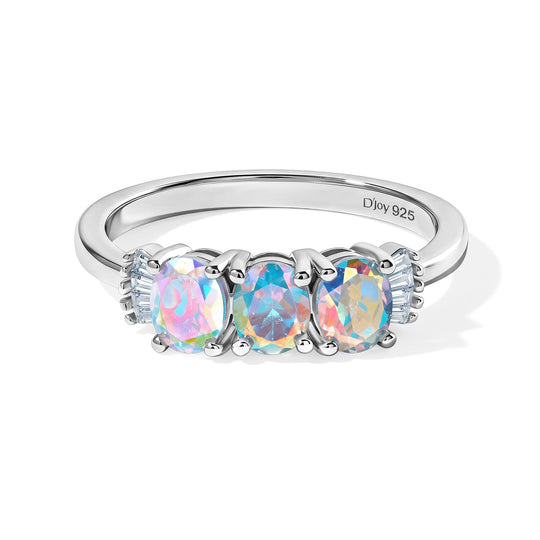 D'Joy Merkur mystischer Topas, Weißer Diamant Ring 925 Silber Platiniert (Größe 21.00) ca. 1,34 ct