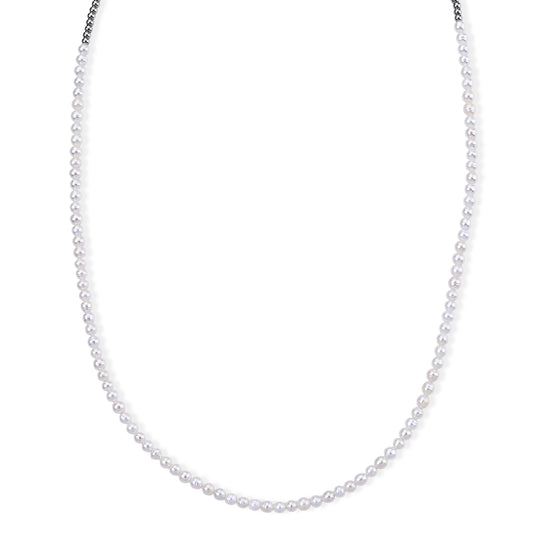 Hämatit, Weiße Süßwasser Perle (3-5mm) Halskette (4-5 Werktage Lieferzeit) ca. 45 cm Nickelfreies Messing 15.01 ct