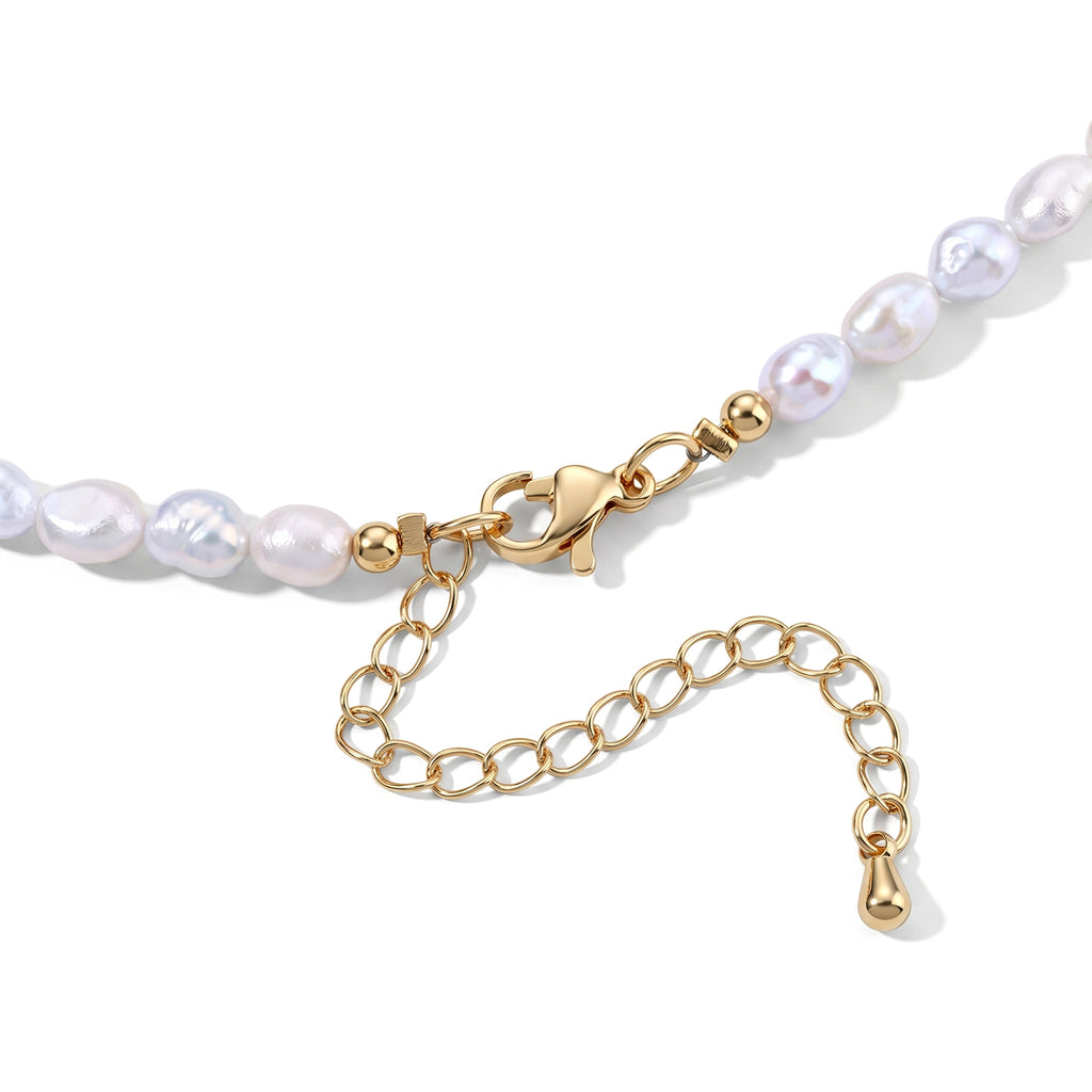 Hämatit, Weiße Süßwasser Perle Halskette (4-5 Werktage Lieferzeit) ca. 45 cm Nickelfreies Messing 15.01 ct
