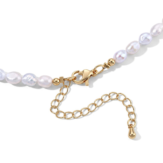 Hämatit, Weiße Süßwasser Perle Halskette (4-5 Werktage Lieferzeit) ca. 45 cm Nickelfreies Messing 15.01 ct
