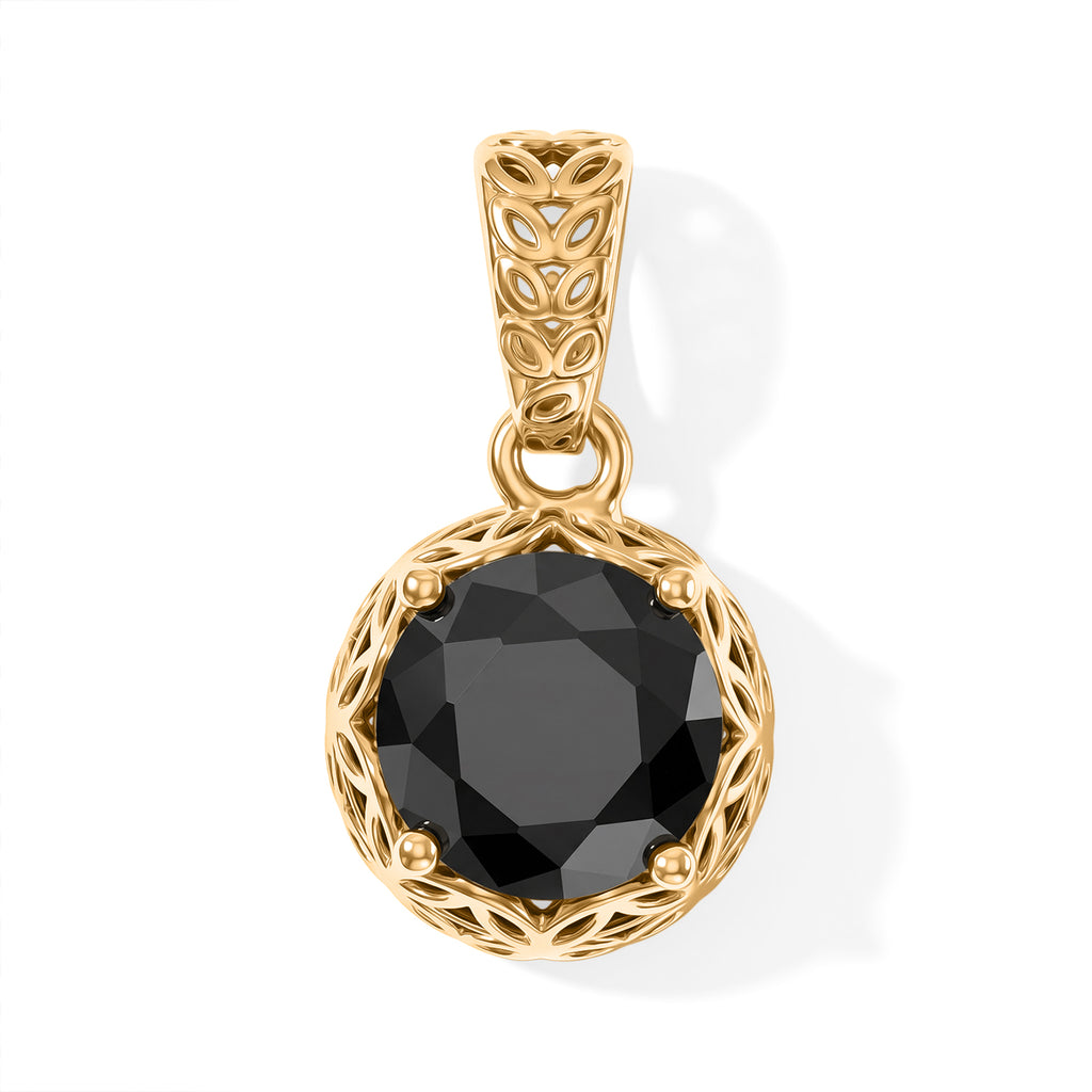 D'Joy Schwarzer Moissanit Anhänger 925 Silber 750 Vergoldet ca. 1,79 ct.
